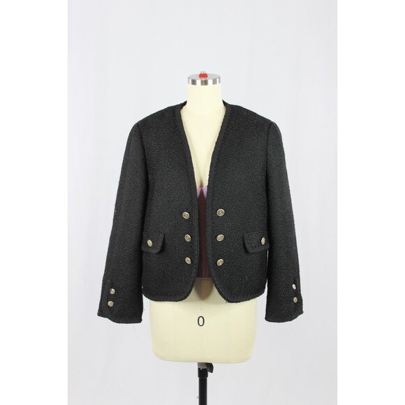 NWOT ZARA Black Textured Boucle Tweed Buttoned Open Front Blazer Jacket, Size M - Picture 1 of 16
